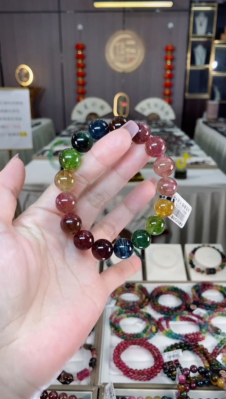 未镶嵌老矿碧玺单圈手串12mm+碧玺hon多样性发货一条