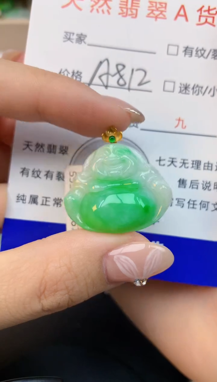 颈饰18K金镶嵌翡翠天然缅甸a货翡翠百元以上9元证书费自理