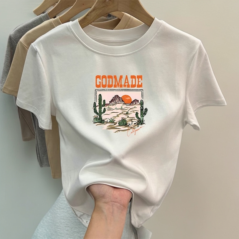 纯棉短袖夏季新款圆领白色T恤宽松百搭字母新疆棉体恤女士学生G49