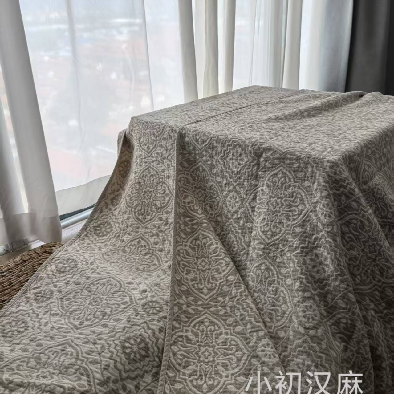 【14支色织大提花汉麻毯】100汉麻雨露麻色织厚包边多功能床盖盖毯