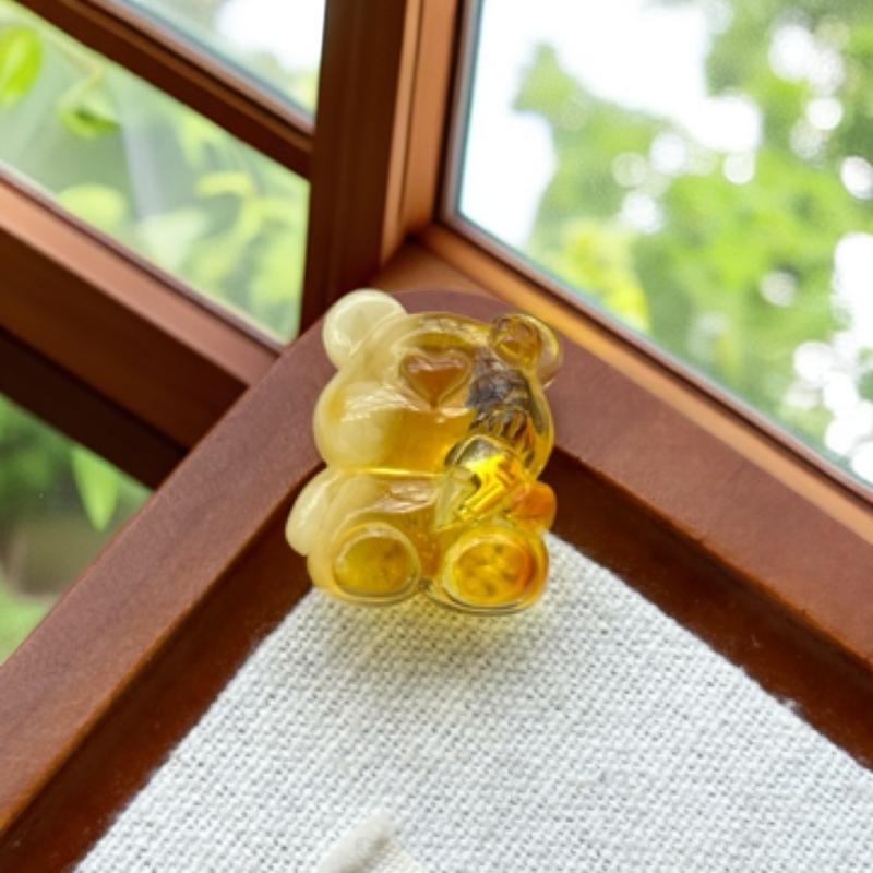 金沙小熊天然琥珀蜜蜡吊坠