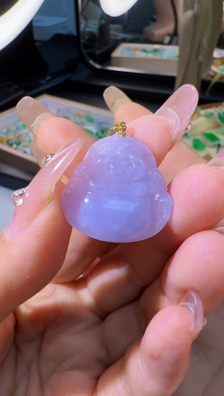 【闪购商品】翡翠颈饰18K金镶嵌缅甸翡翠A货吊坠