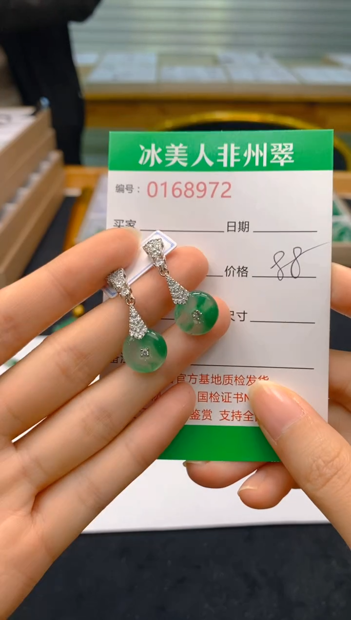 【闪购商品】石英质玉耳饰合金972