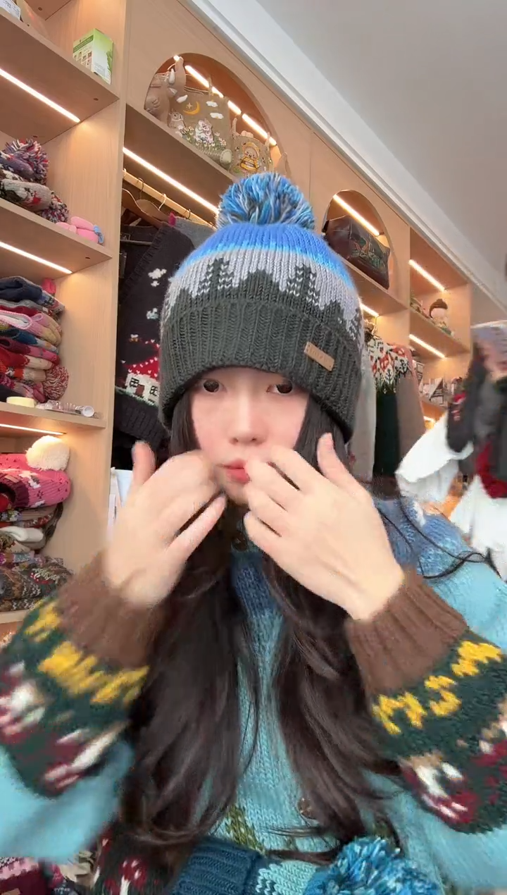 羊毛美利奴灰蓝树丫帽