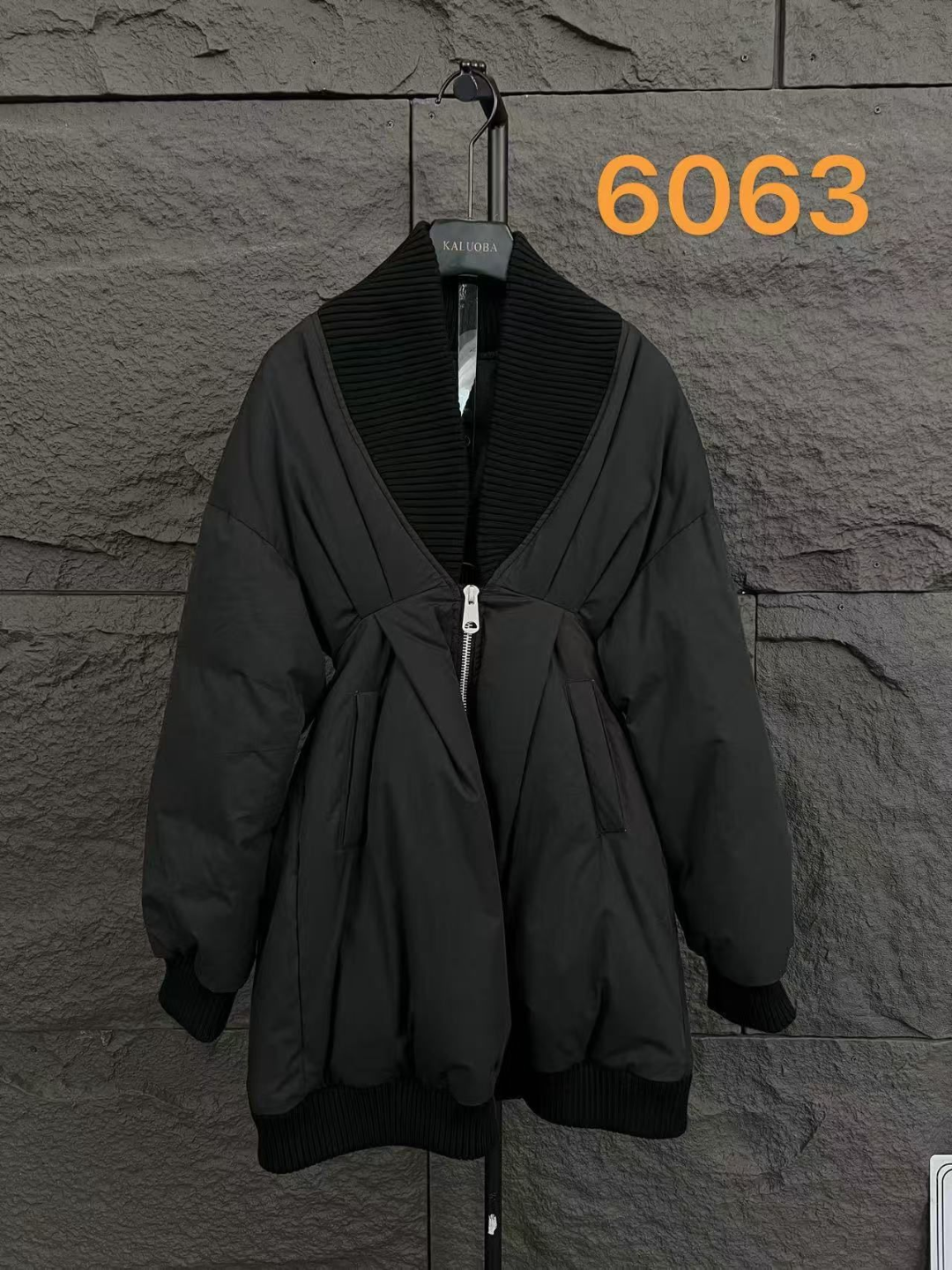 【原创大码设计师款女装】冬季新款收腰显瘦中长款保暖棉服6063