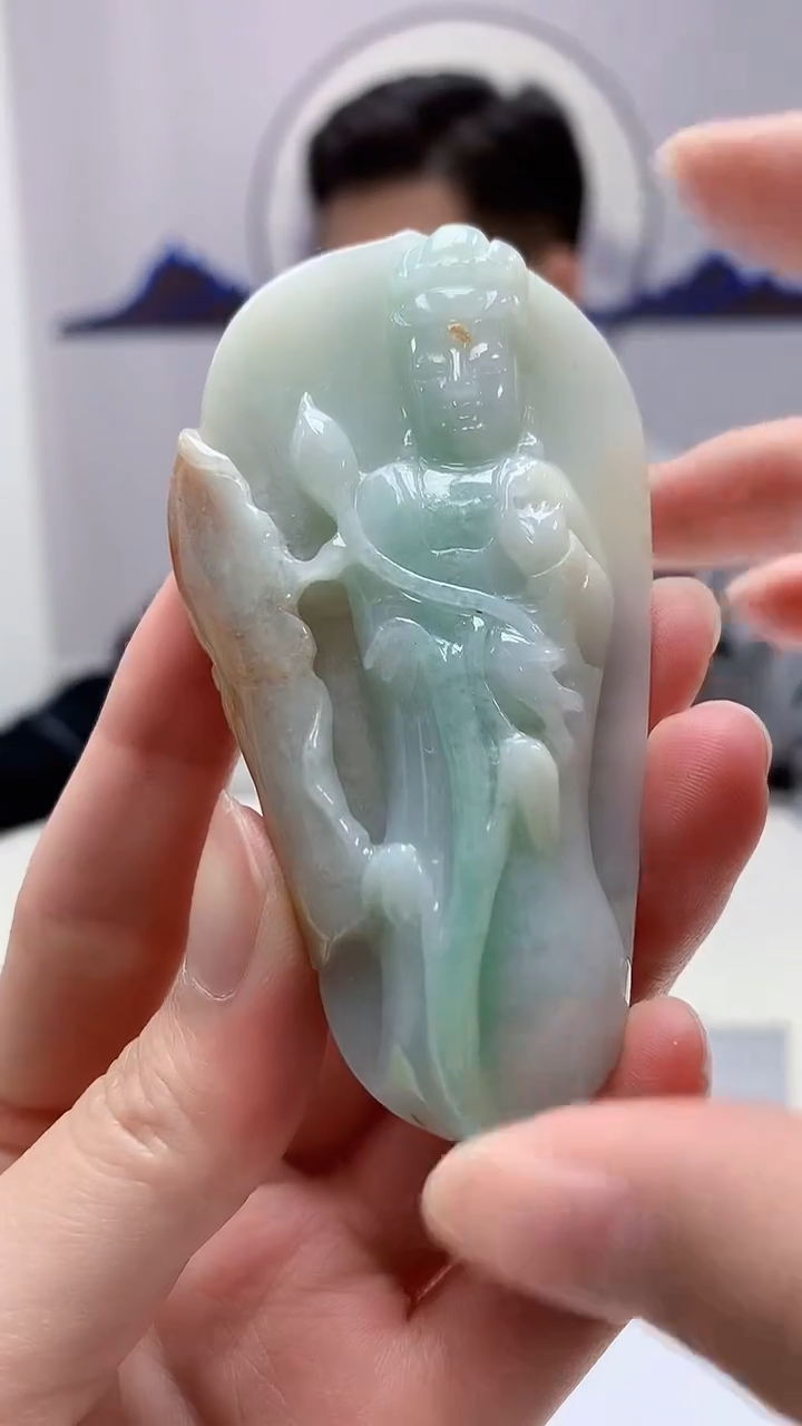 【闪购商品】定制翡翠未镶嵌4917zm-毛货挂件观音17