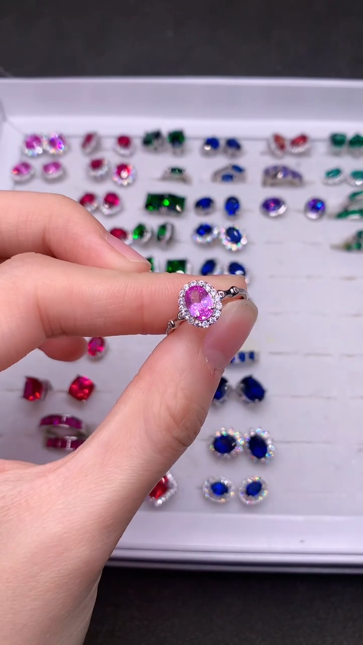【闪购商品】彩色蓝宝石戒指银S925镶嵌·····