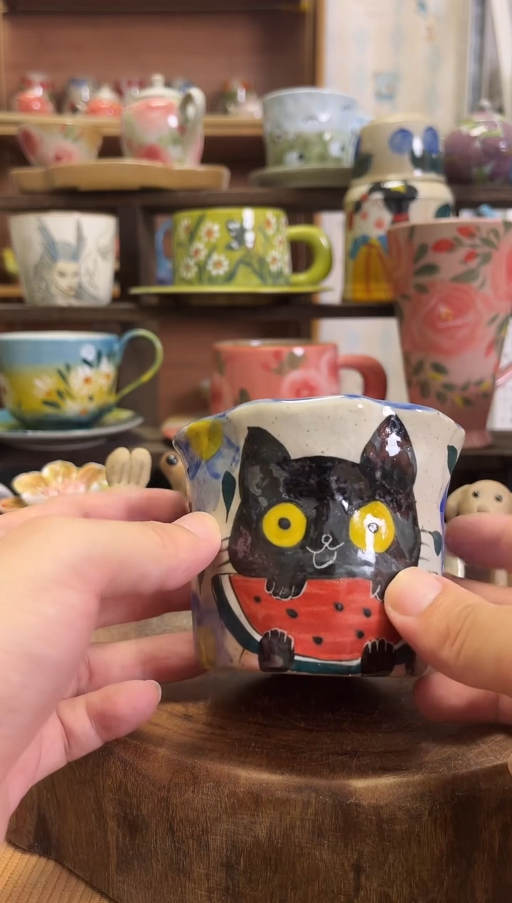 杯子手绘高温釉下陶瓷