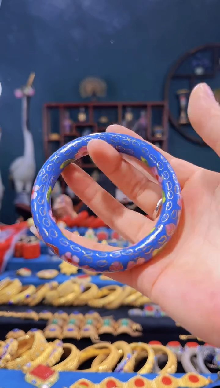 【闪购商品】非遗绝技 景泰蓝公主镯 湖蓝