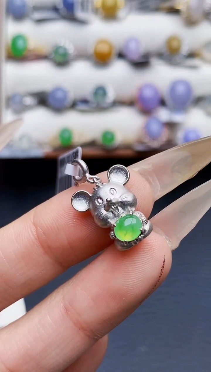 银S925镶嵌戒指翡翠0117