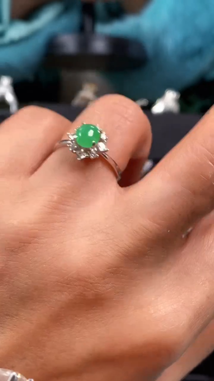 【闪购商品】翡翠戒指银S925镶嵌6945