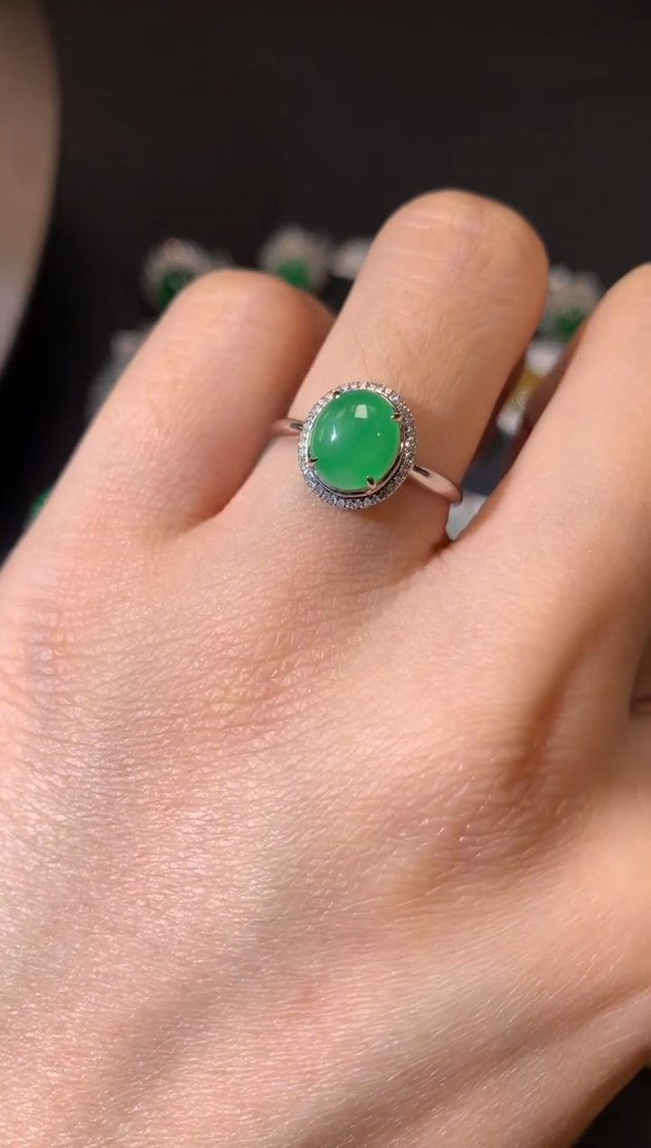 翡翠18K金镶嵌吊坠(不含链)戒指