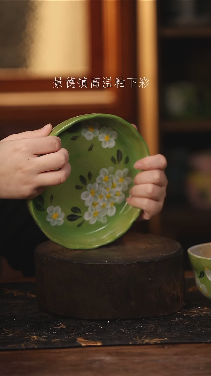 陶瓷景德镇高温釉下手绘陶瓷@L299@