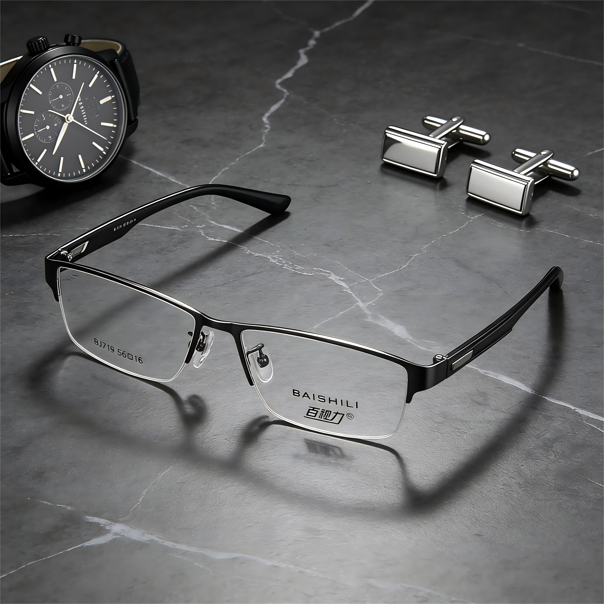 百视力精致半框时尚镜架可配度数光学近视镜品牌轻薄超清镜片