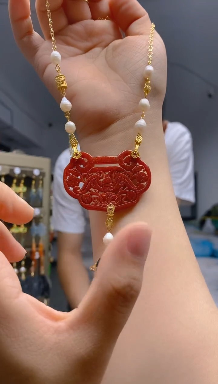 【闪购商品】翡翠耳饰合金75翡翠锁骨链