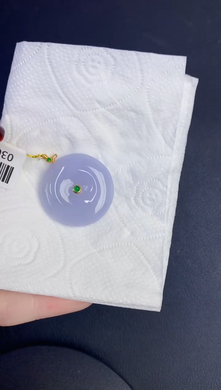 颈饰18K金镶嵌翡翠缅甸天然翡翠a货