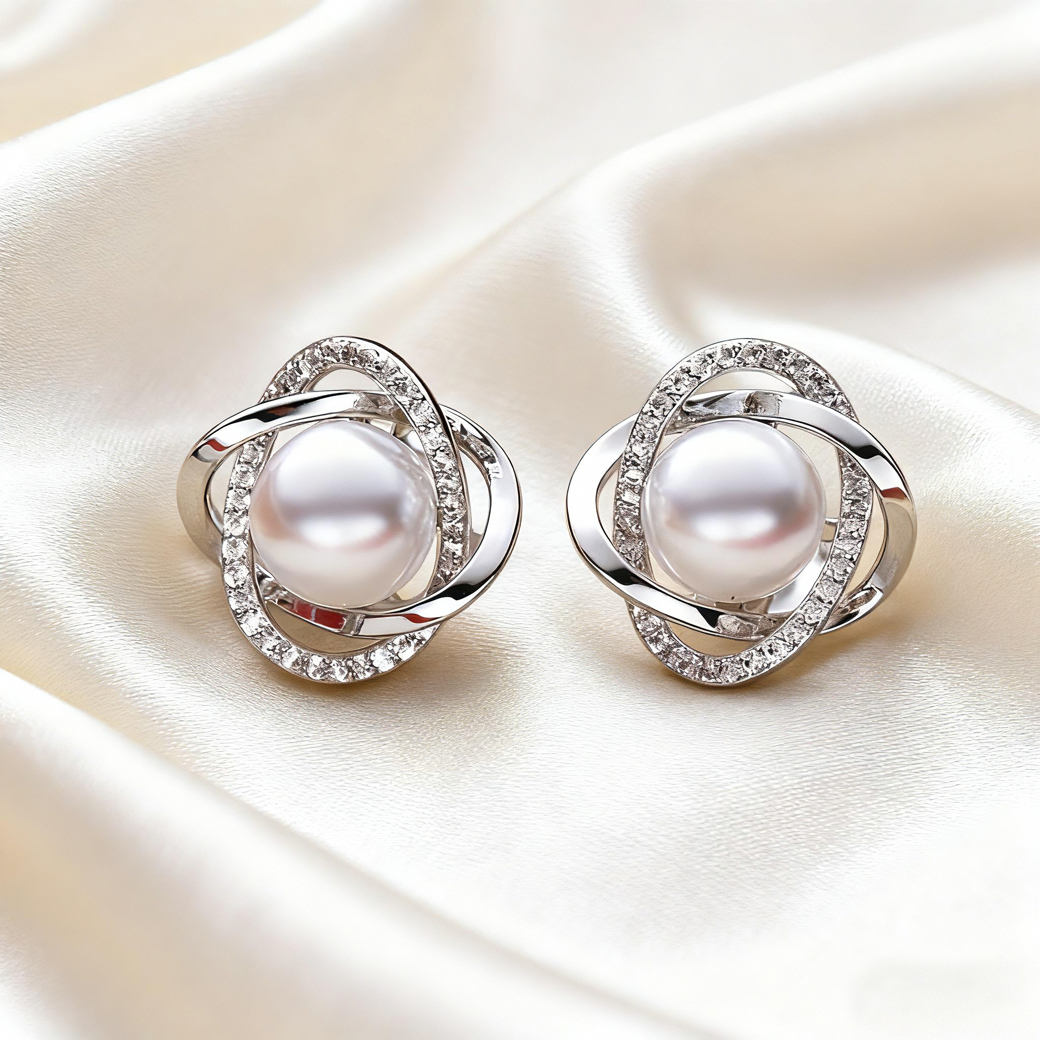 925银合成锆石耳饰 925银【织光珠语】珍珠轻奢气质百搭耳饰