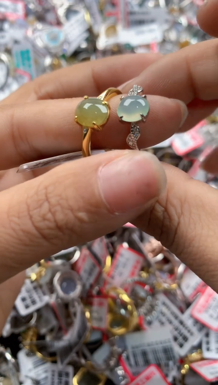 银S925镶嵌戒指翡翠999   6