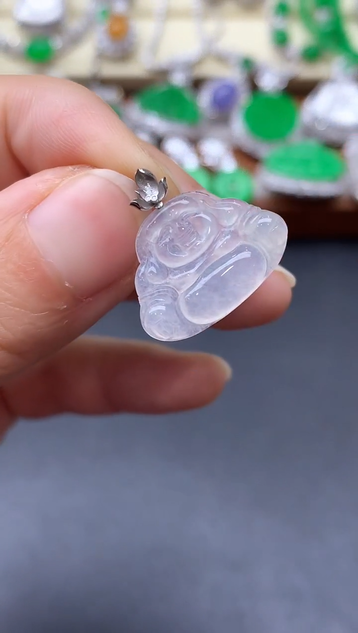 颈饰18K金镶嵌翡翠142-中国好珍宝