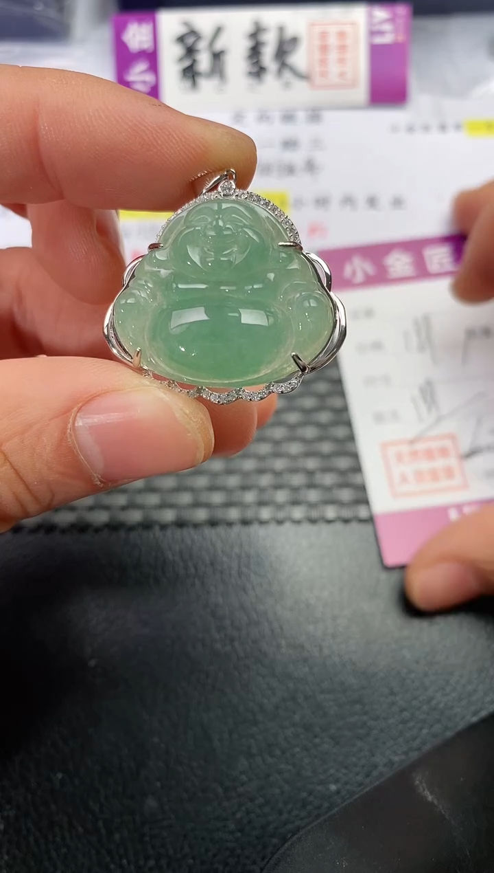 吊坠(不含链)银S925镶嵌翡翠m***y挂件