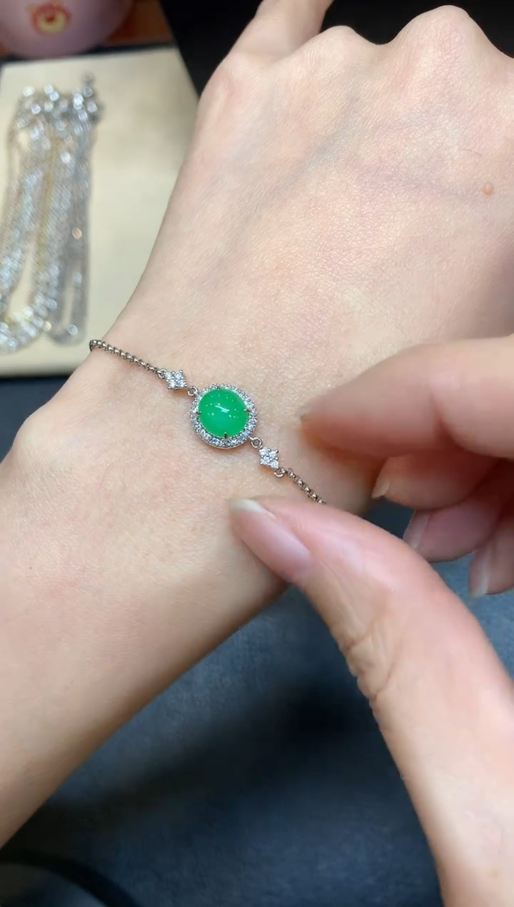 【闪购商品】翡翠手链18K金镶嵌【无鉴赏期