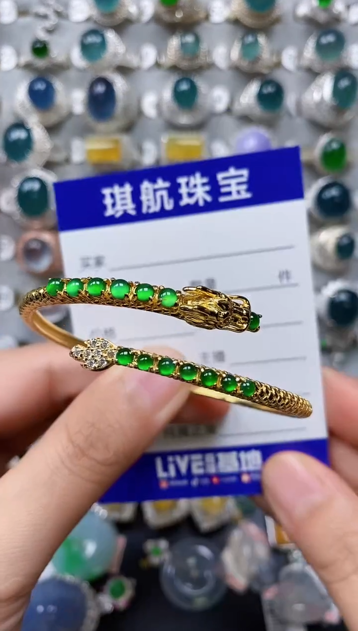 【闪购商品】翡翠手镯银S925镶嵌0180