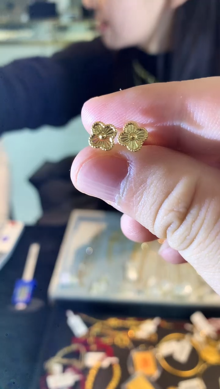 18K金耳饰四叶草耳饰耳钉LQ001