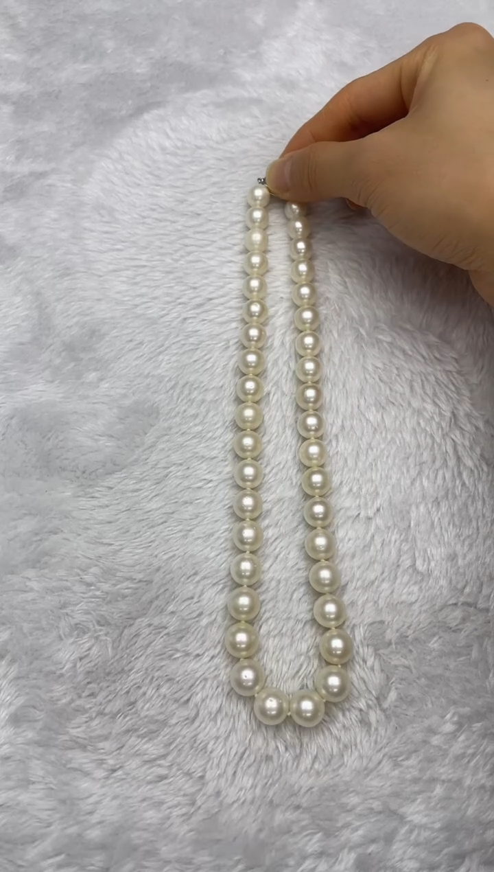 项链银S925镶嵌海水珍珠澳白9-12mm