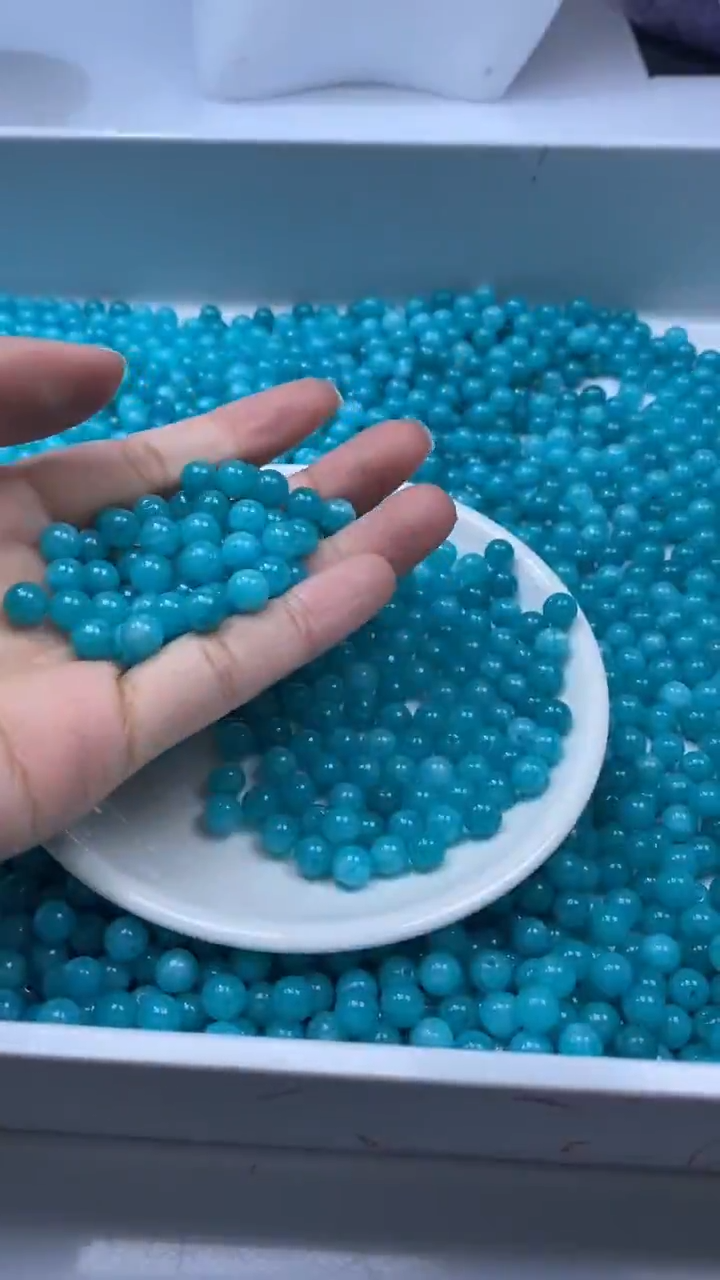 未镶嵌颈饰玛瑙/玉髓W1173-蓝磷灰6mm*50颗