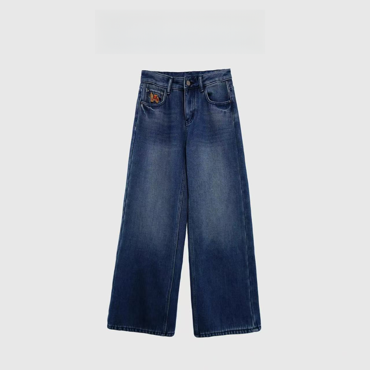 【硬货】8099万{马上有钱}刺绣时尚冬季厚款休闲加绒高腰牛仔裤女