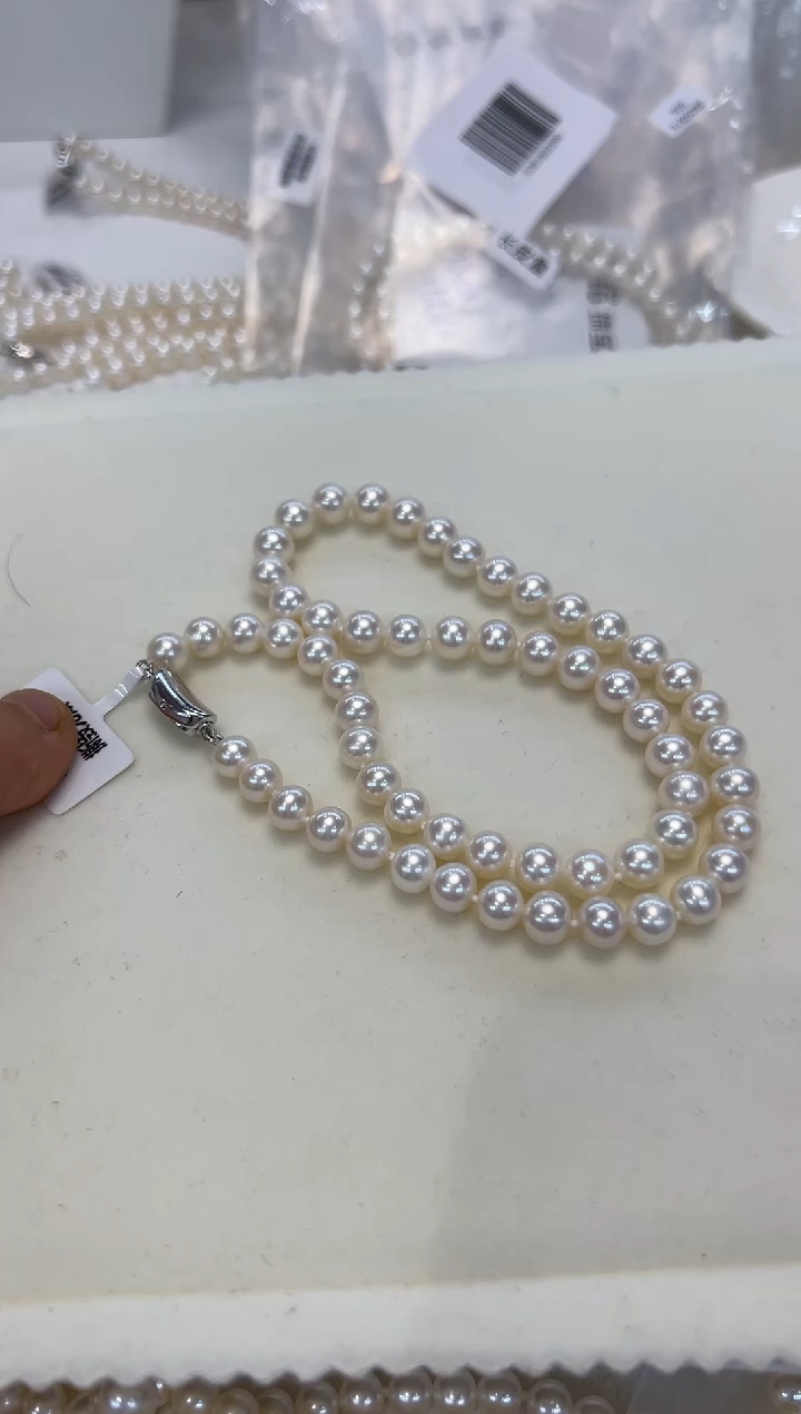 淡水珍珠银S925镶嵌颈饰7-7.5MM
