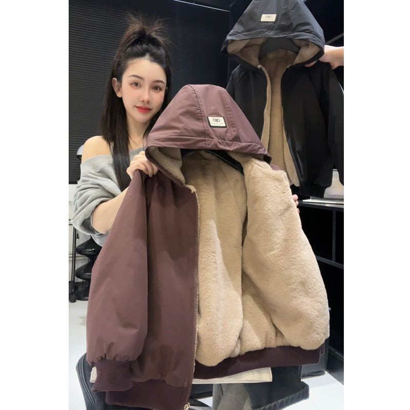 男童秋冬双面穿加绒棉服新款中大儿童秋装连帽加厚外套MT68507