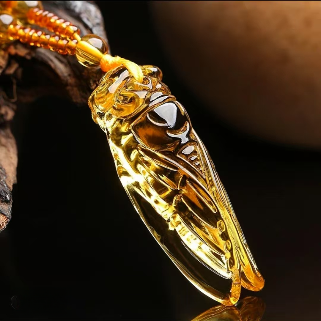 S水晶项链 水晶吊坠知了项链一鸣惊人