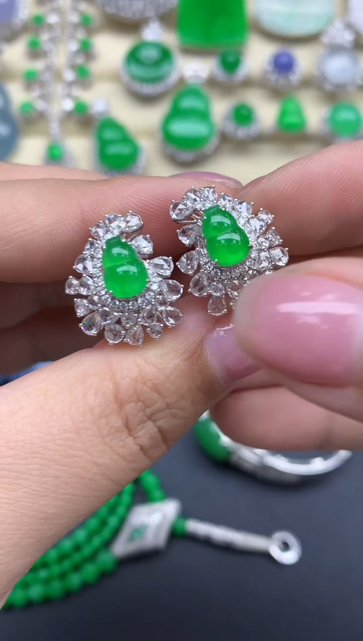 【闪购商品】翡翠耳饰18K金镶嵌686-中国好珍宝