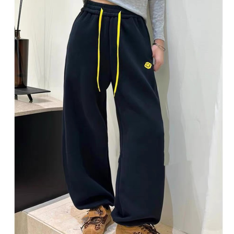 77539笑脸卫裤休闲百搭潮流加绒加厚韩版