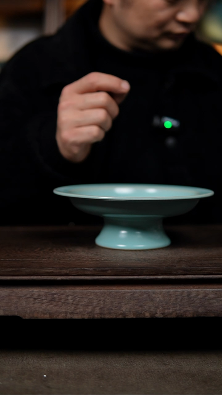 【闪购商品】杯仿古天青纯手工高足果盘瑕