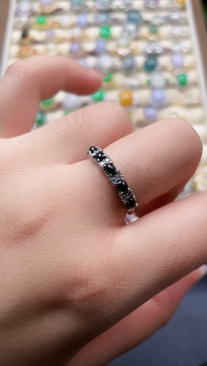 银S925镶嵌戒指翡翠1