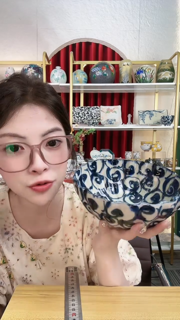 陶瓷旋涡18cm煮物钵进口一个