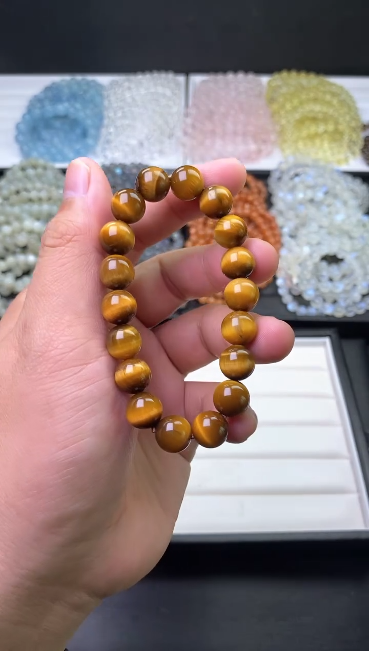 【闪购商品】木变石（虎睛石）手链未镶嵌10mm黄虎眼