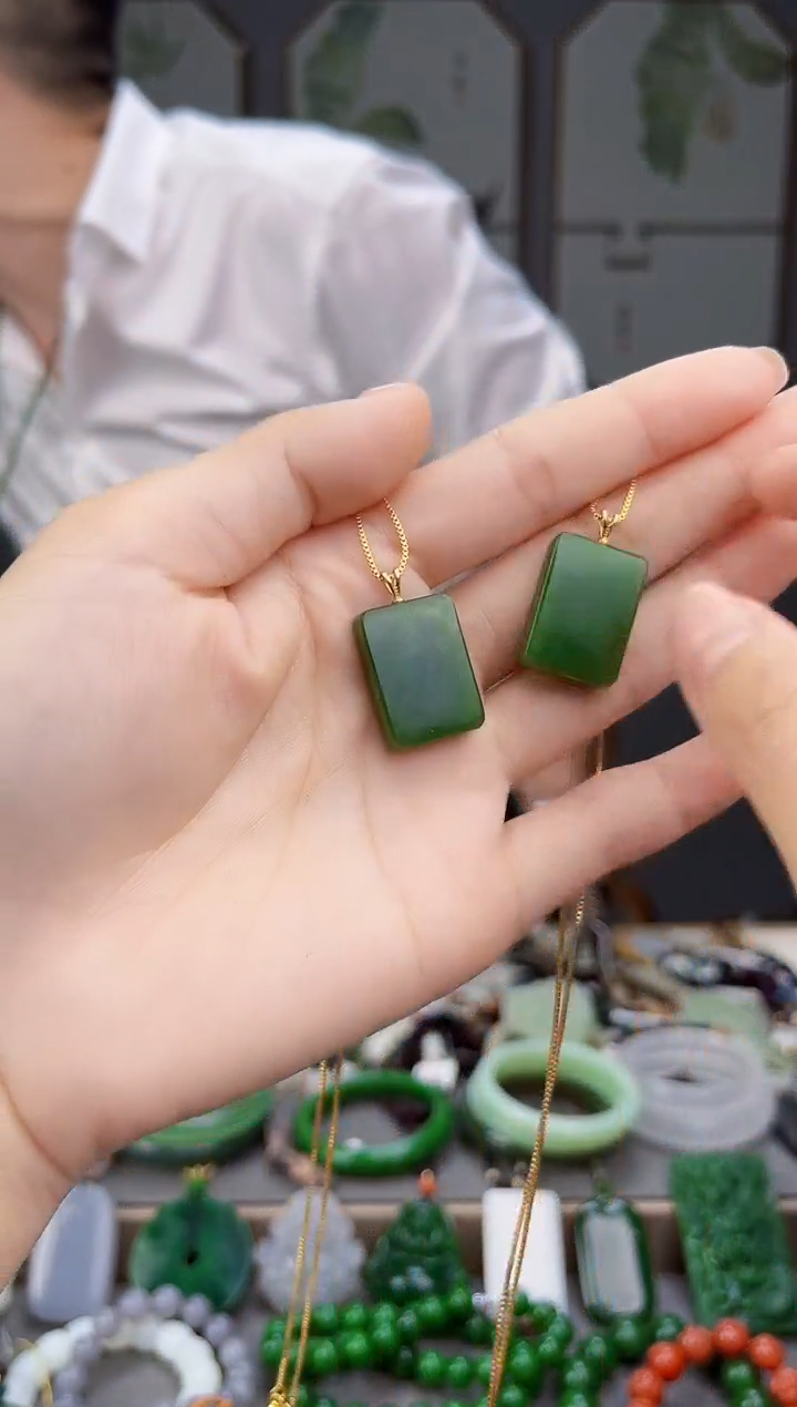 颈饰银S925镶嵌和田玉多样性发货拍一发一