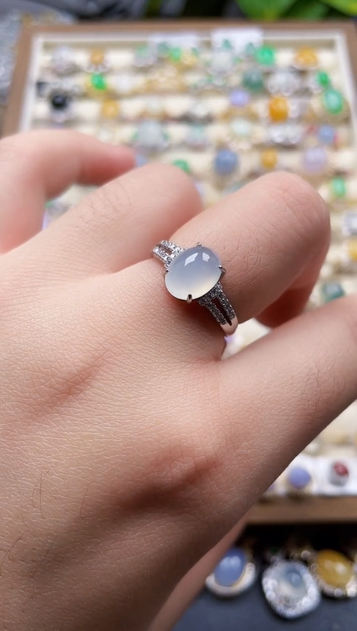 银S925镶嵌戒指翡翠1