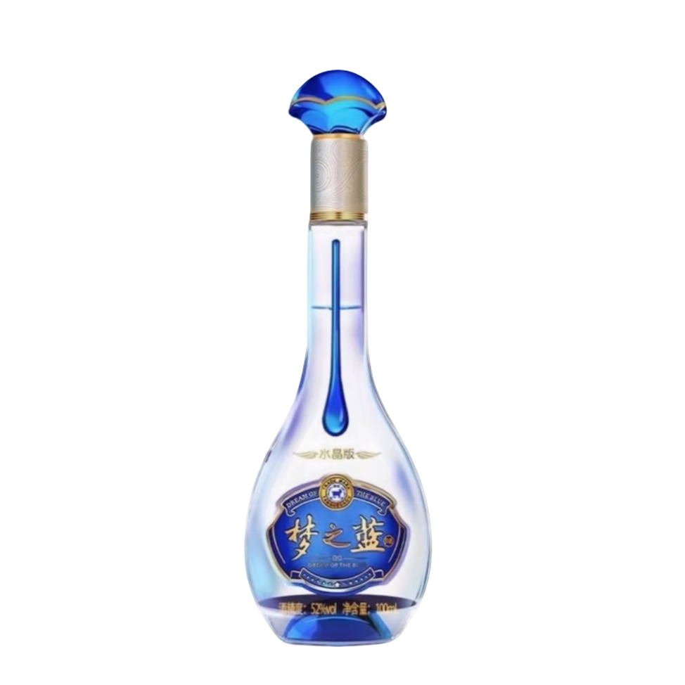 洋河梦之蓝水晶版（裸瓶）绵柔型白酒52度100ml