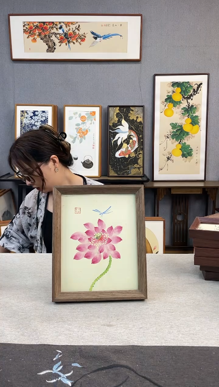 国画10寸-23*29摆台书荷花法作品-