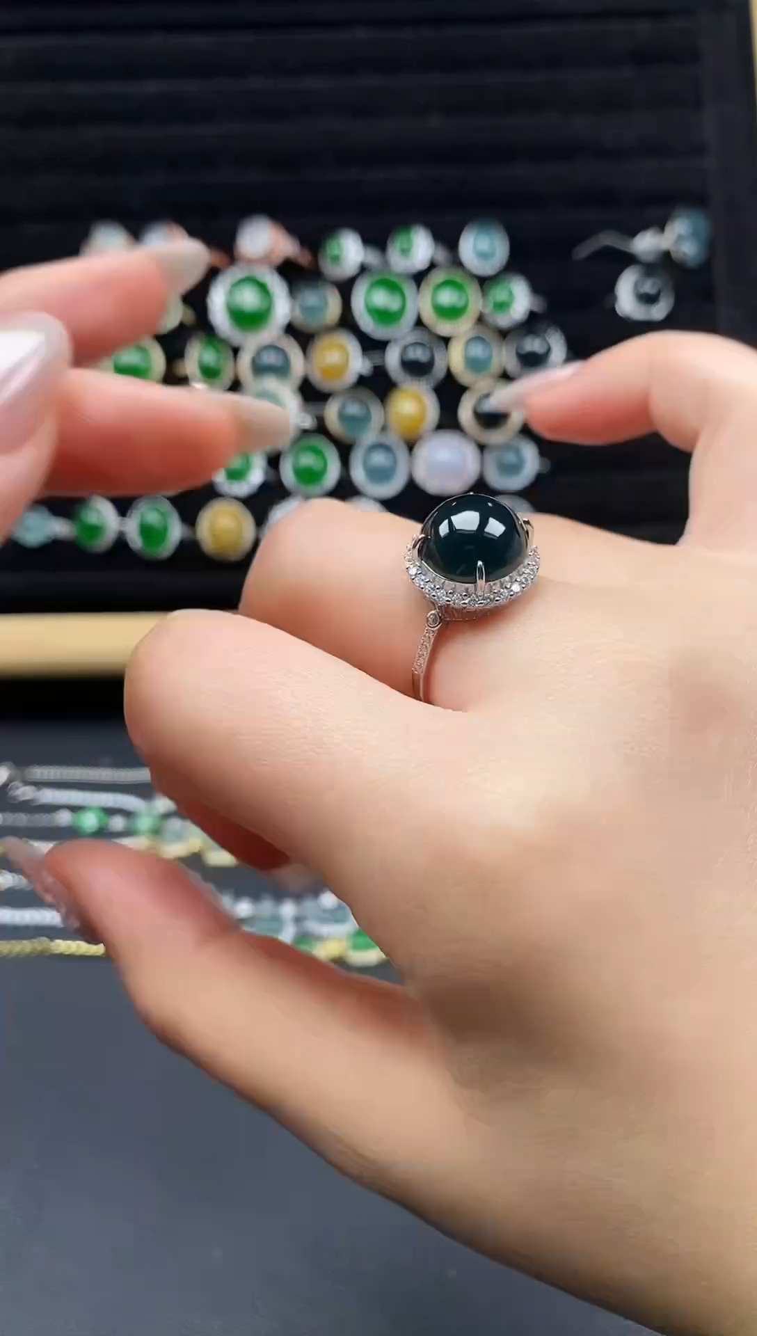 银S925镶嵌戒指翡翠111