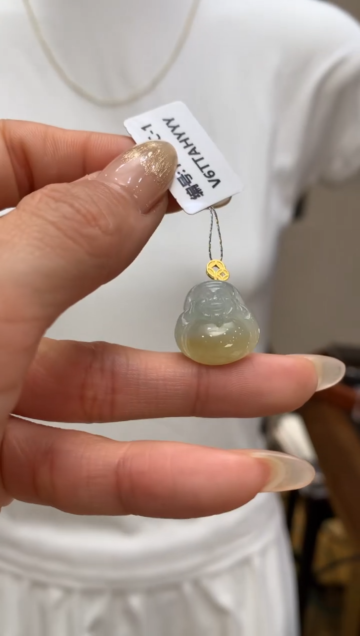 【闪购商品】翡翠颈饰18K金镶嵌财神