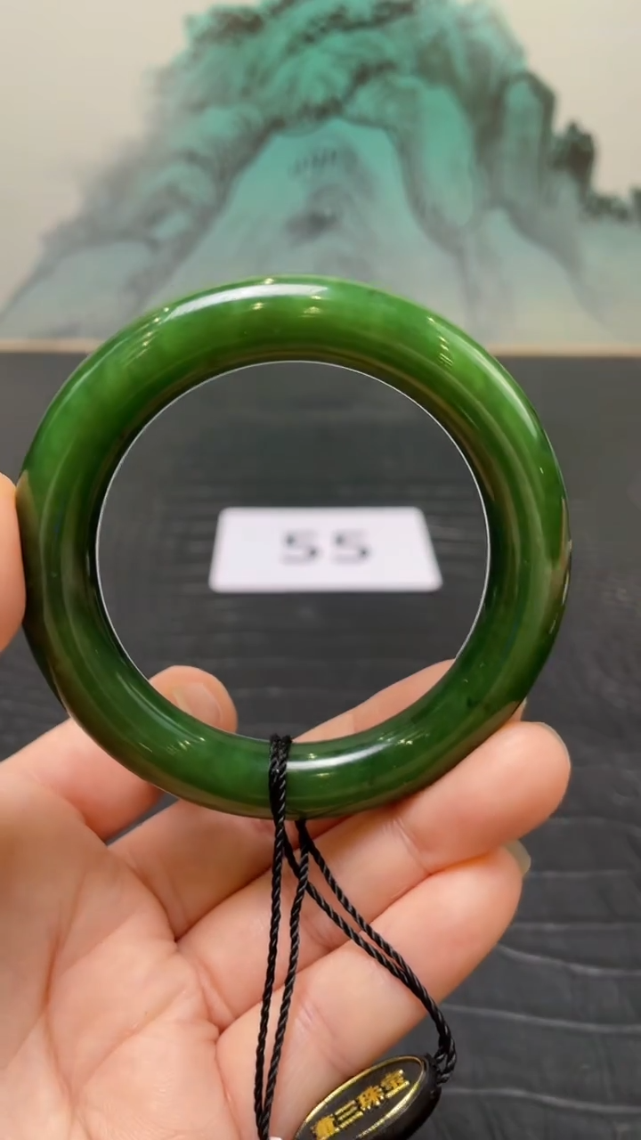 未镶嵌手镯和田玉（碧玉）梅**雪55