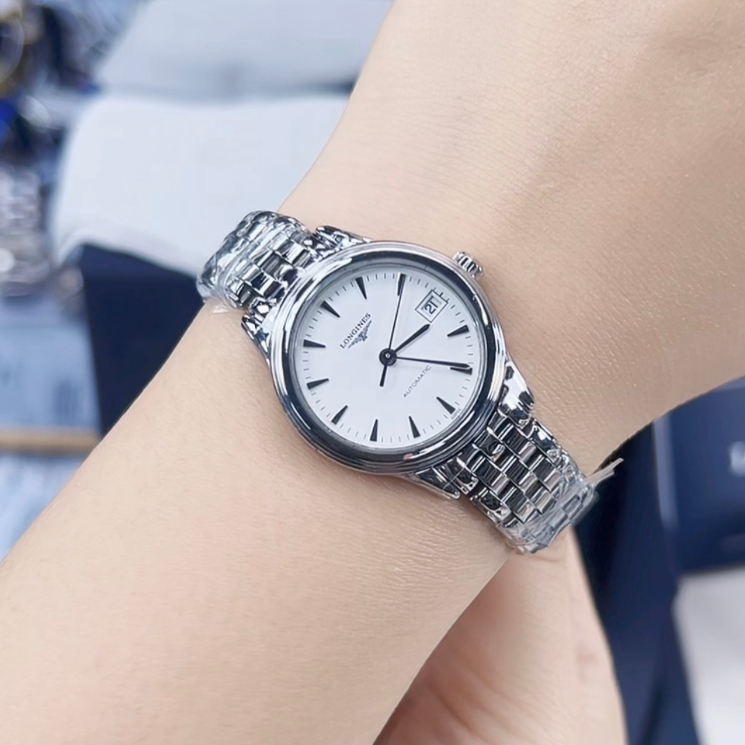 99新 Longines/浪琴 军旗系列条钉刻度白盘机械/26mm/公价12800
