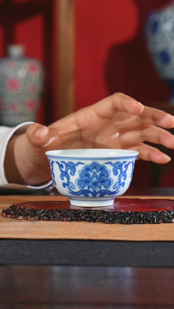 御窑元华堂朵花杯子