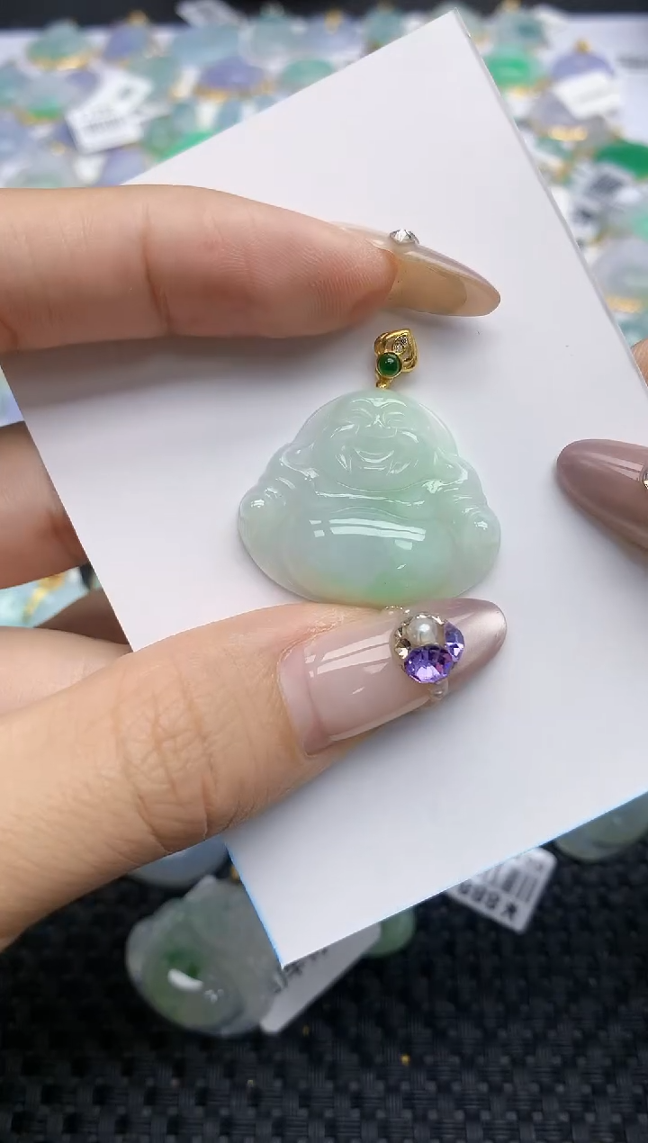 翡翠挂件银S925镶嵌70   天然翡翠A货