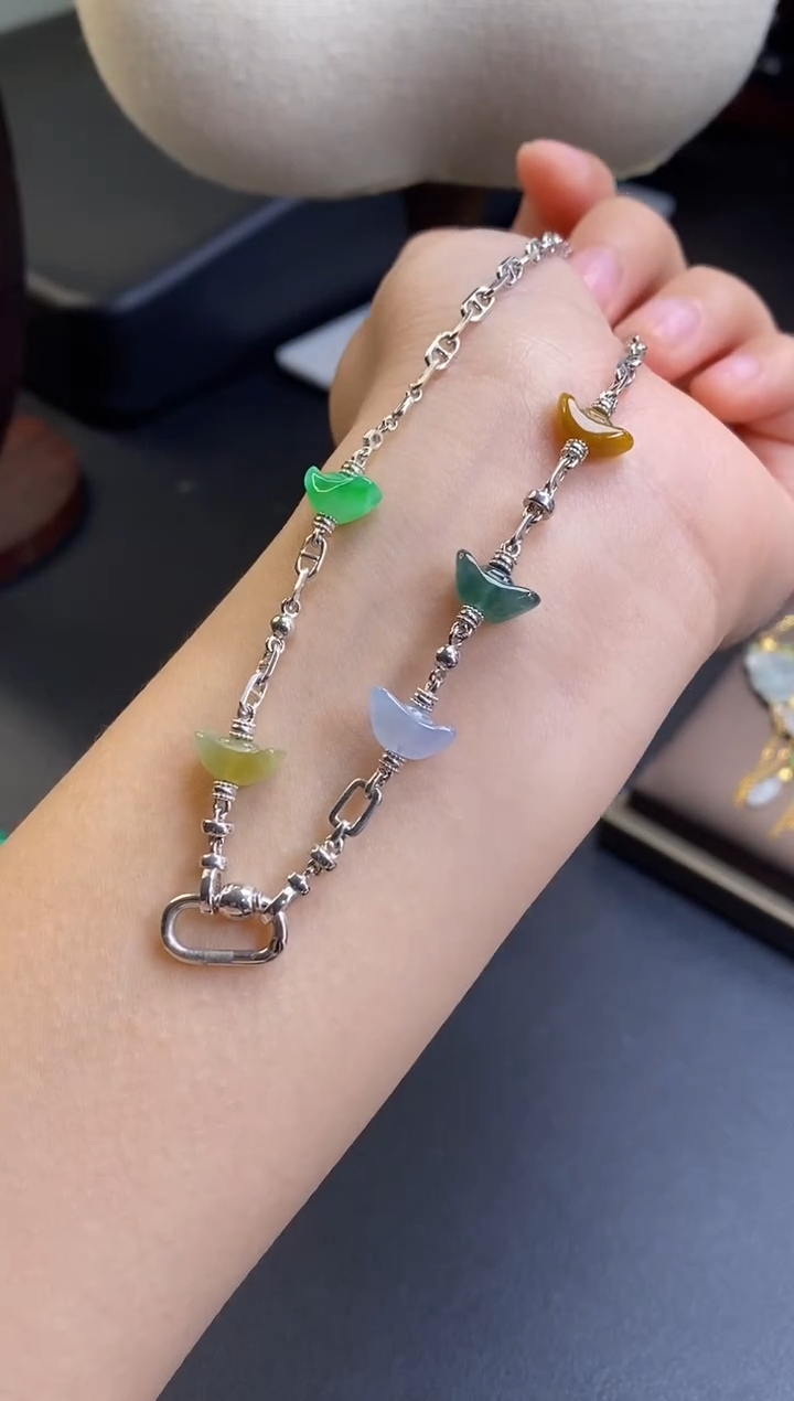 颈饰银S925镶嵌翡翠19356